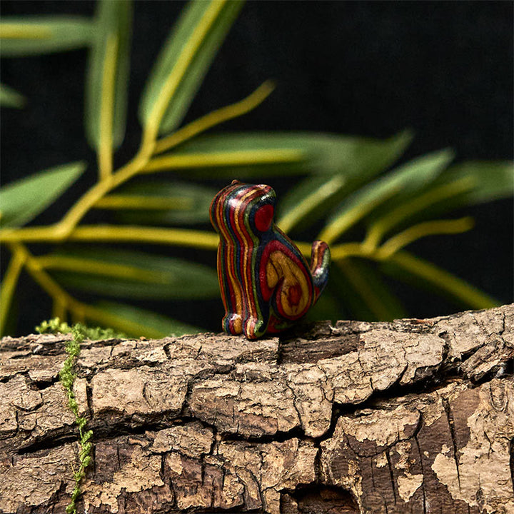 Lot de 2 mini Buddha Stones en eucalyptus arc-en-ciel, sculptées en forme de chat assis, pour réduire le stress - image 14