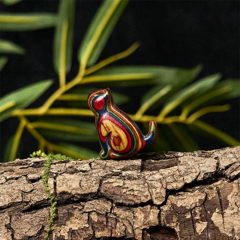 Lot de 2 mini Buddha Stones en eucalyptus arc-en-ciel, sculptées en forme de chat assis, pour réduire le stress - image 17