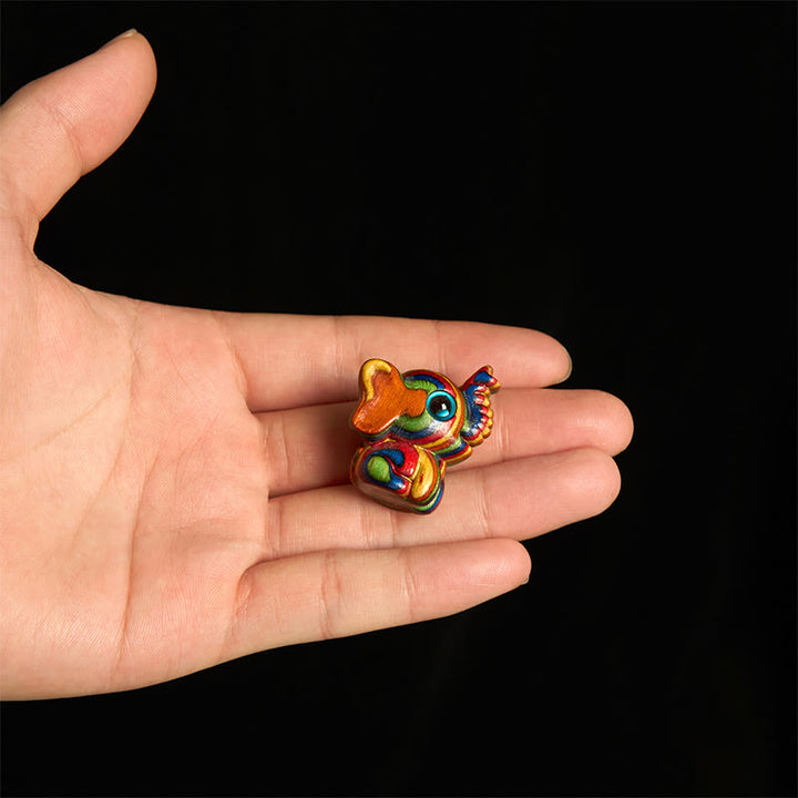 Lot de 2 mini Buddha Stones en eucalyptus arc-en-ciel sculptées en forme d'éléphant - image 4