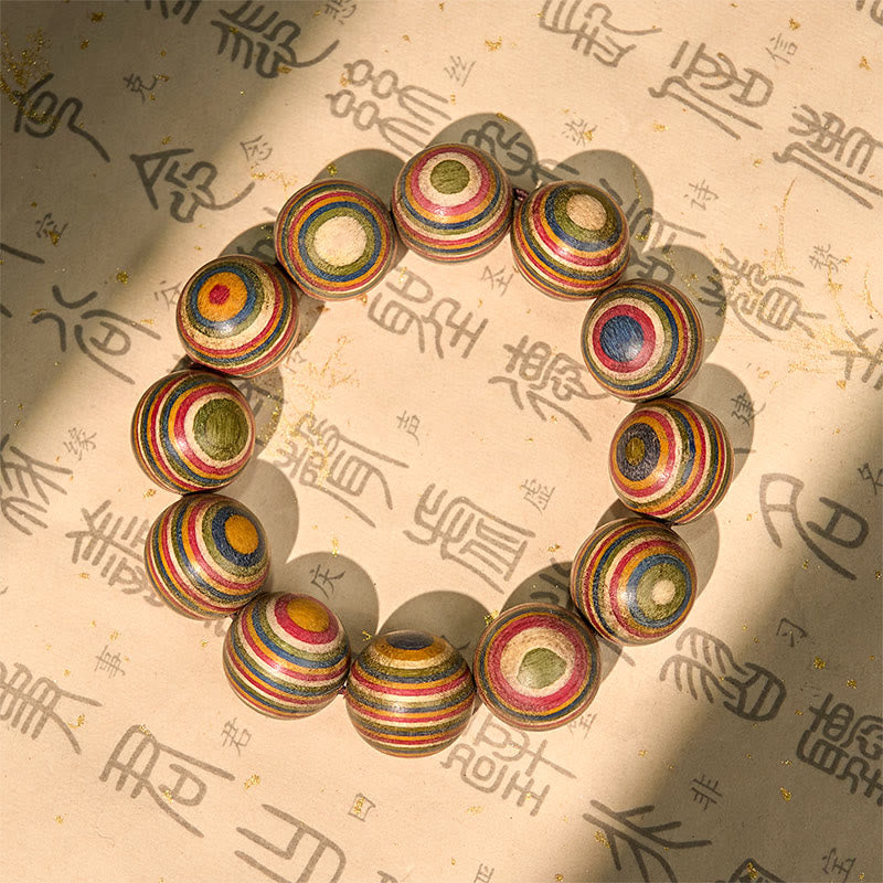 Bracelet d'équilibre en eucalyptus arc-en-ciel coloré avec Buddha Stones - 20 mm (circonférence du poignet 16-18 cm) - image 1