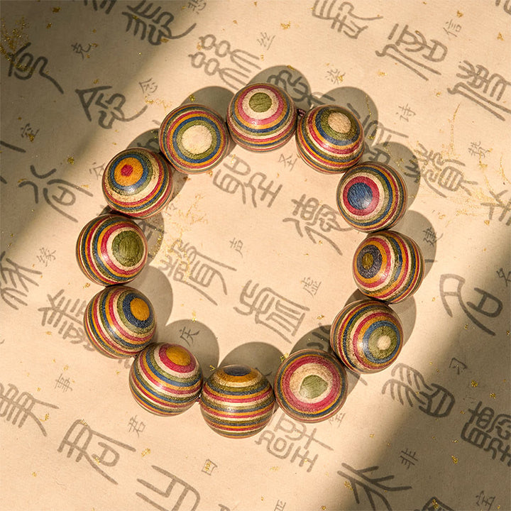 Bracelet d'équilibre en eucalyptus arc-en-ciel coloré avec Buddha Stones - 20 mm (circonférence du poignet 16-18 cm) - image 1