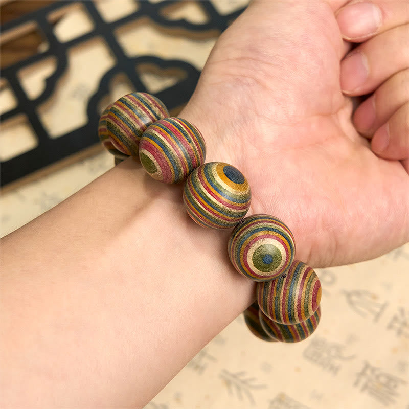 Bracelet d'équilibre en eucalyptus arc-en-ciel coloré avec Buddha Stones - image 5