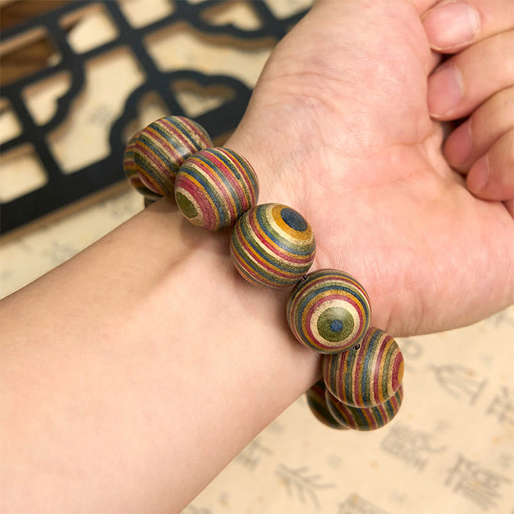 Bracelet d'équilibre en eucalyptus arc-en-ciel coloré avec Buddha Stones - image 5