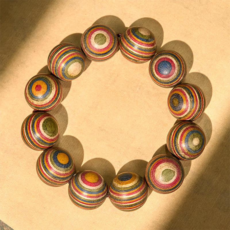 Bracelet d'équilibre en eucalyptus arc-en-ciel coloré avec Buddha Stones - image 2