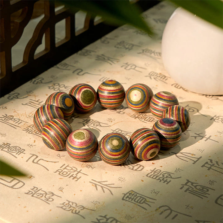 Bracelet d'équilibre en eucalyptus arc-en-ciel coloré avec Buddha Stones - image 7