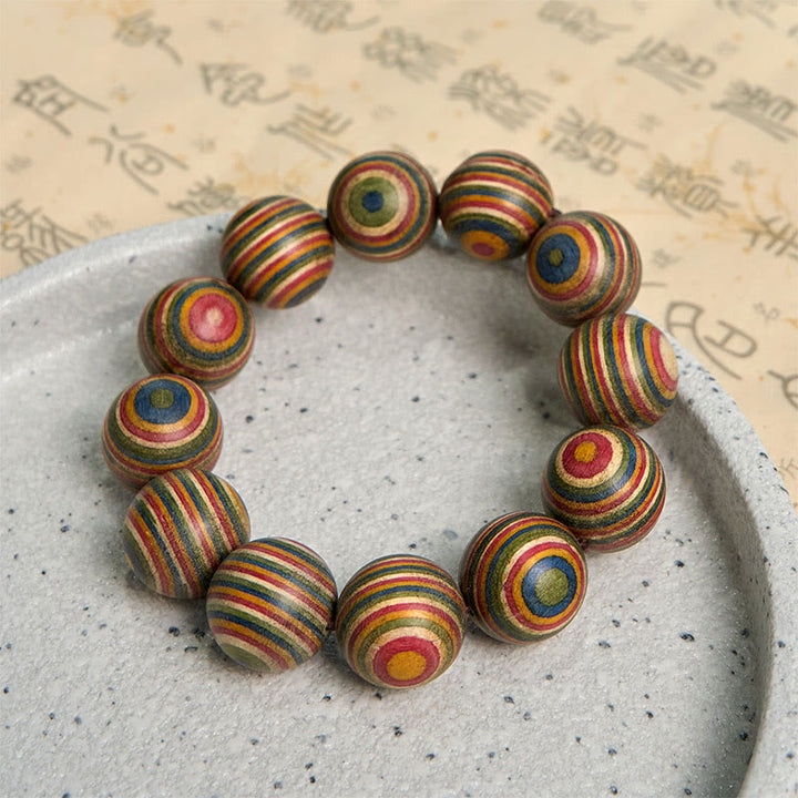 Bracelet d'équilibre en eucalyptus arc-en-ciel coloré avec Buddha Stones - image 6