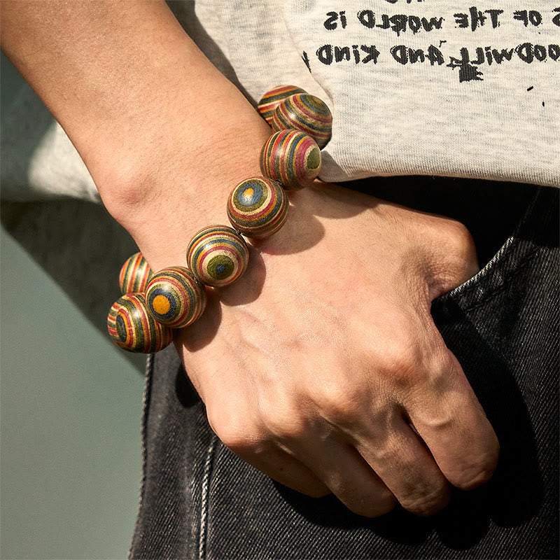 Bracelet d'équilibre en eucalyptus arc-en-ciel coloré avec Buddha Stones - image 4