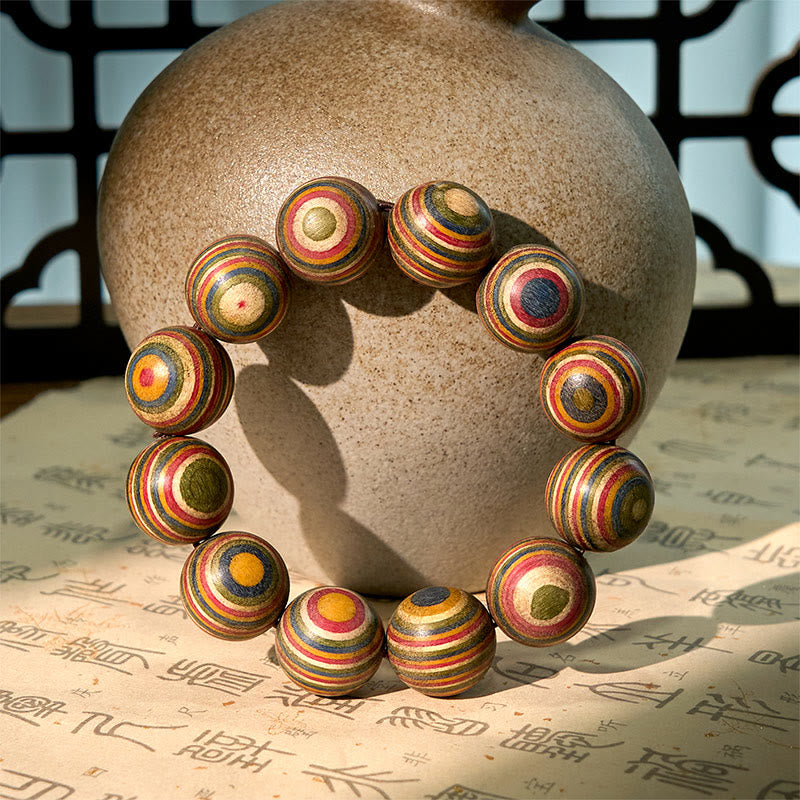 Bracelet d'équilibre en eucalyptus arc-en-ciel coloré avec Buddha Stones - image 3