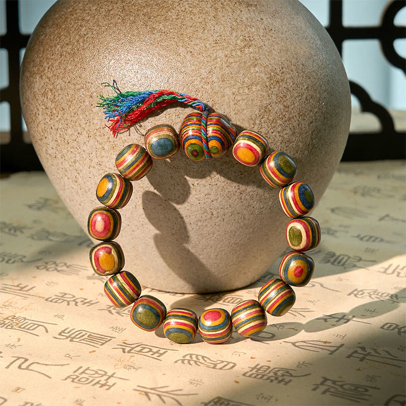 Bracelet positif en gourde d'eucalyptus arc-en-ciel coloré avec Buddha Stones - image 3