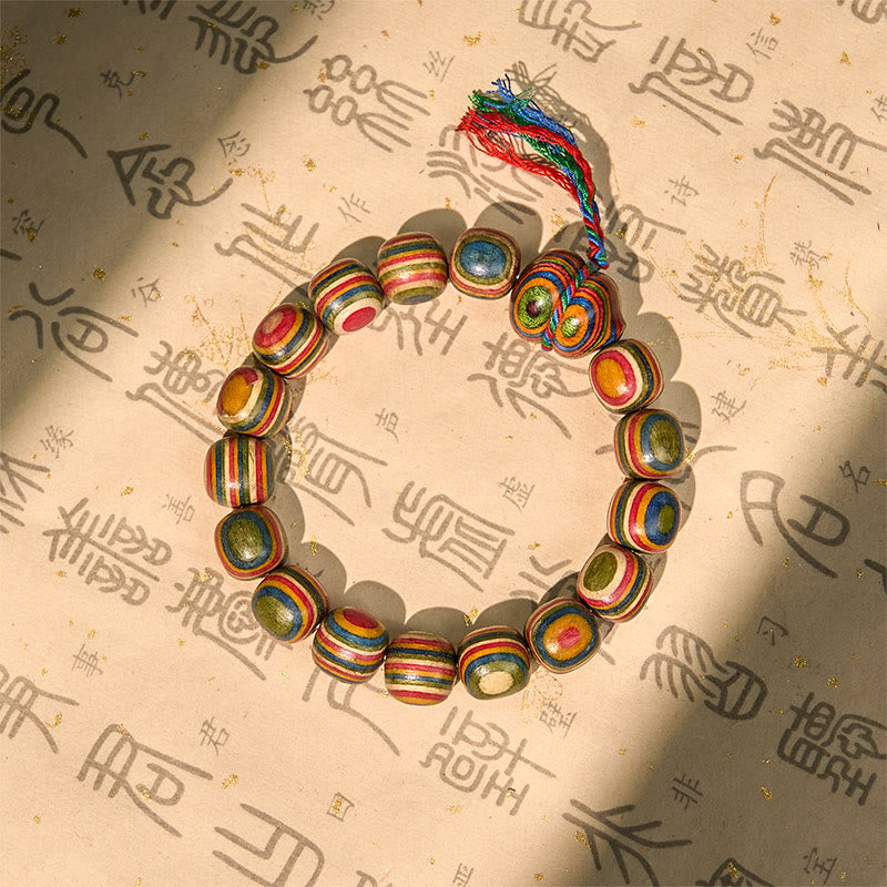 Bracelet positif en gourde d'eucalyptus arc-en-ciel coloré avec Buddha Stones - 11*12 mm (circonférence du poignet 14-16,5 cm) - image 1