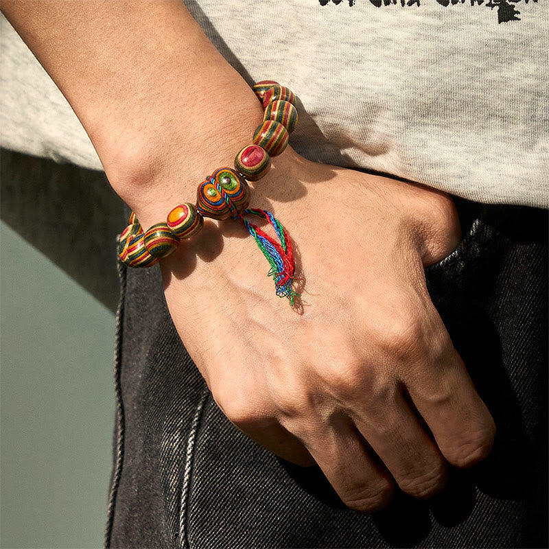 Bracelet positif en gourde d'eucalyptus arc-en-ciel coloré avec Buddha Stones - image 4