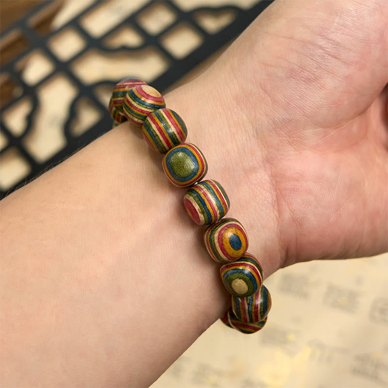 Bracelet positif en gourde d'eucalyptus arc-en-ciel coloré avec Buddha Stones - image 5