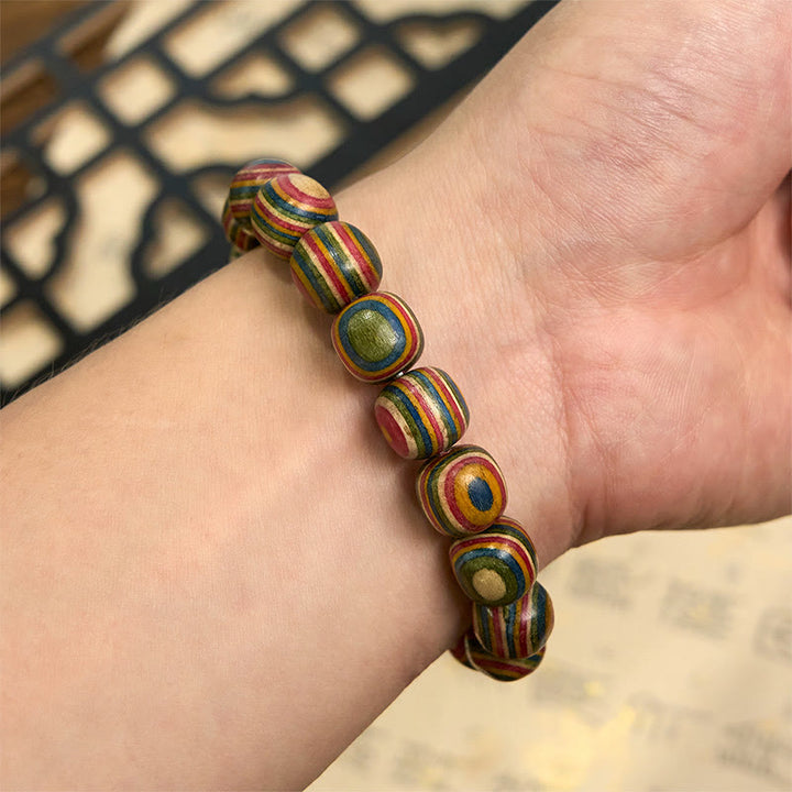 Bracelet positif en gourde d'eucalyptus arc-en-ciel coloré avec Buddha Stones - image 5