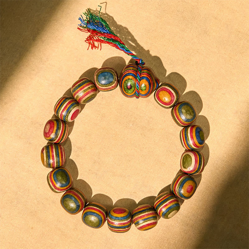 Bracelet positif en gourde d'eucalyptus arc-en-ciel coloré avec Buddha Stones - image 2