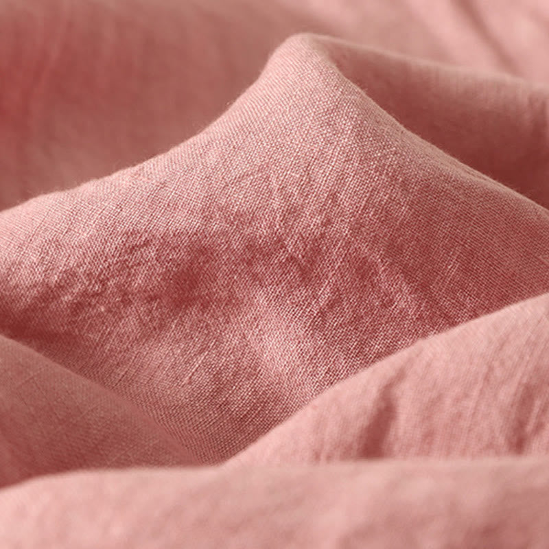 Chemise d'été en coton et lin à manches courtes pour femme, motif Buddha Stones , boutons rouges unis - image 9