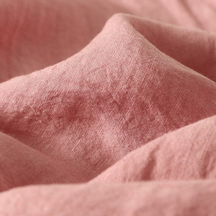 Chemise d'été en coton et lin à manches courtes pour femme, motif Buddha Stones , boutons rouges unis - image 9