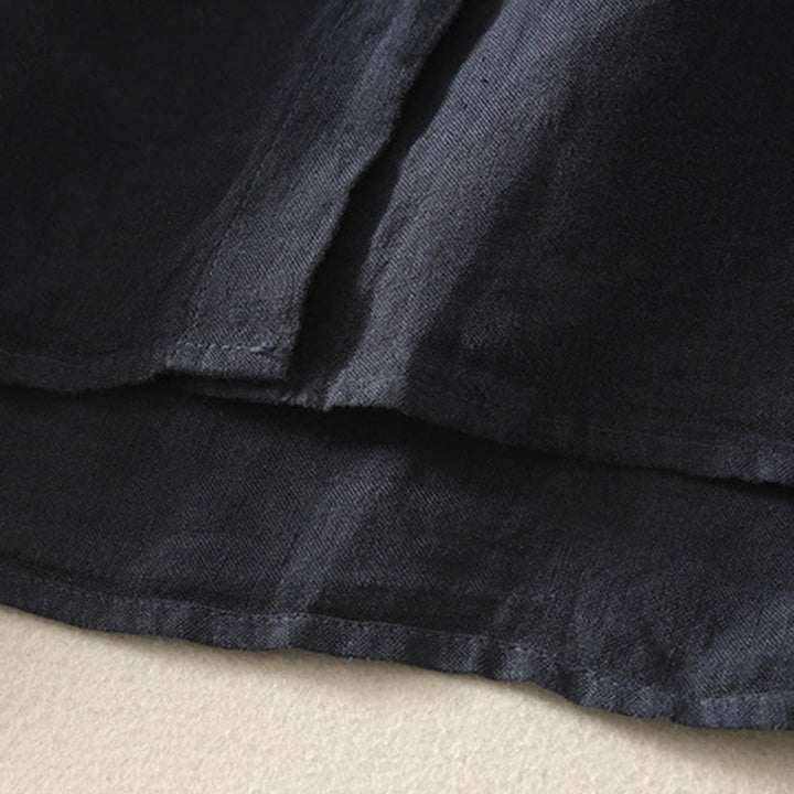 Chemise d'été en coton et lin à manches courtes pour femme, motif Buddha Stones , boutons rouges unis - image 3