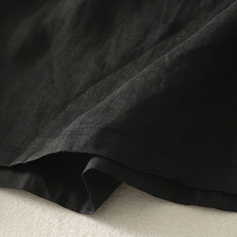 T-shirt décontracté en coton et lin à manches courtes pour femme avec broderie cœur rouge et Buddha Stones - image 17