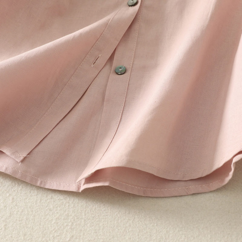 Chemise en coton et lin pour femme, manches mi-bouffantes, motif lys, imprimé Buddha Stones - image 10