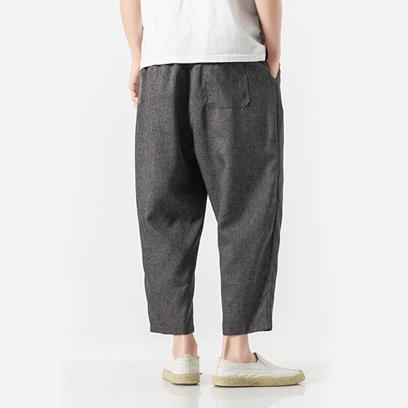 Pantalon d'été uni en coton et lin pour homme avec poches, longueur 7-8, Buddha Stones - image 14