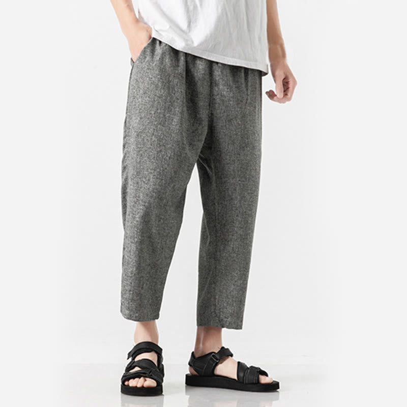 Pantalon d'été uni en coton et lin pour homme avec poches, longueur 7-8, Buddha Stones - image 23