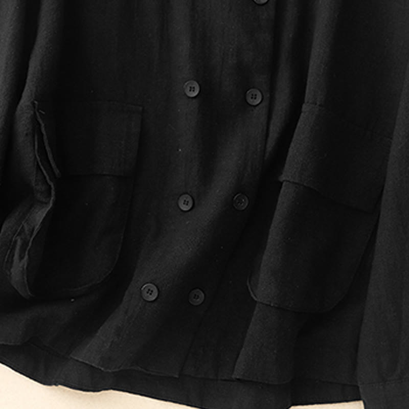Veste croisée en coton et lin à manches longues pour femme avec poches et motif Buddha Stones - image 14