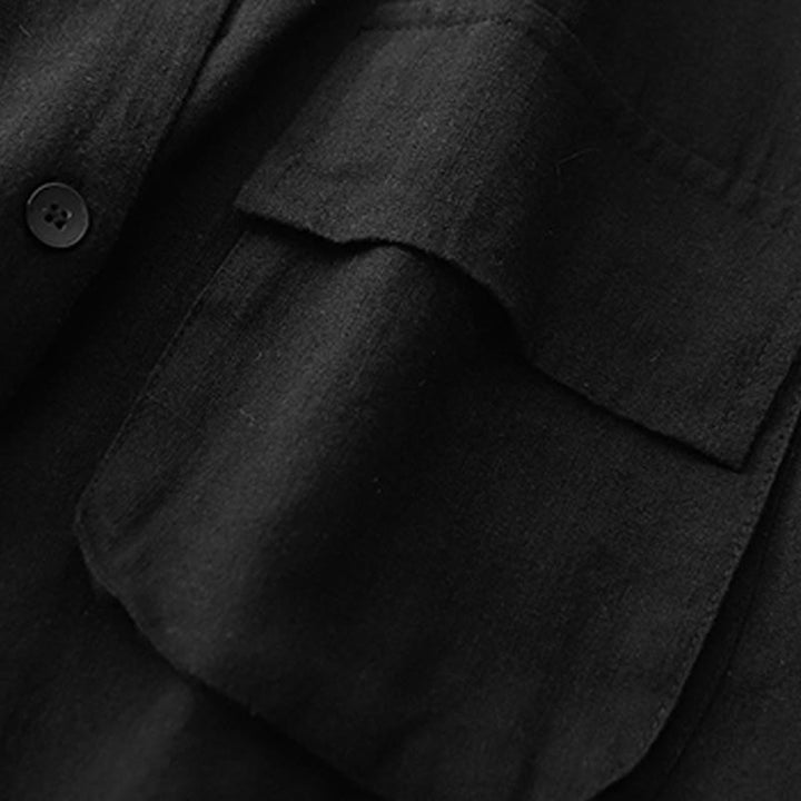 Veste croisée en coton et lin à manches longues pour femme avec poches et motif Buddha Stones - image 13