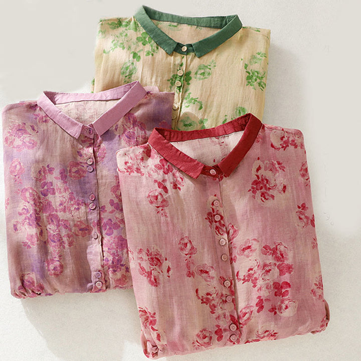 Robe mi-longue en coton à manches courtes et taille haute avec cordon de serrage et boutons imprimés de Buddha Stones et poches - image 29