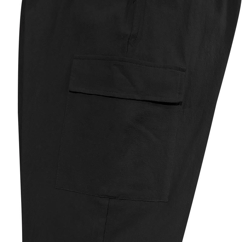 Pantalon cargo en lin uni avec cordon de serrage et poches pour homme Motif Buddha Stones - image 7