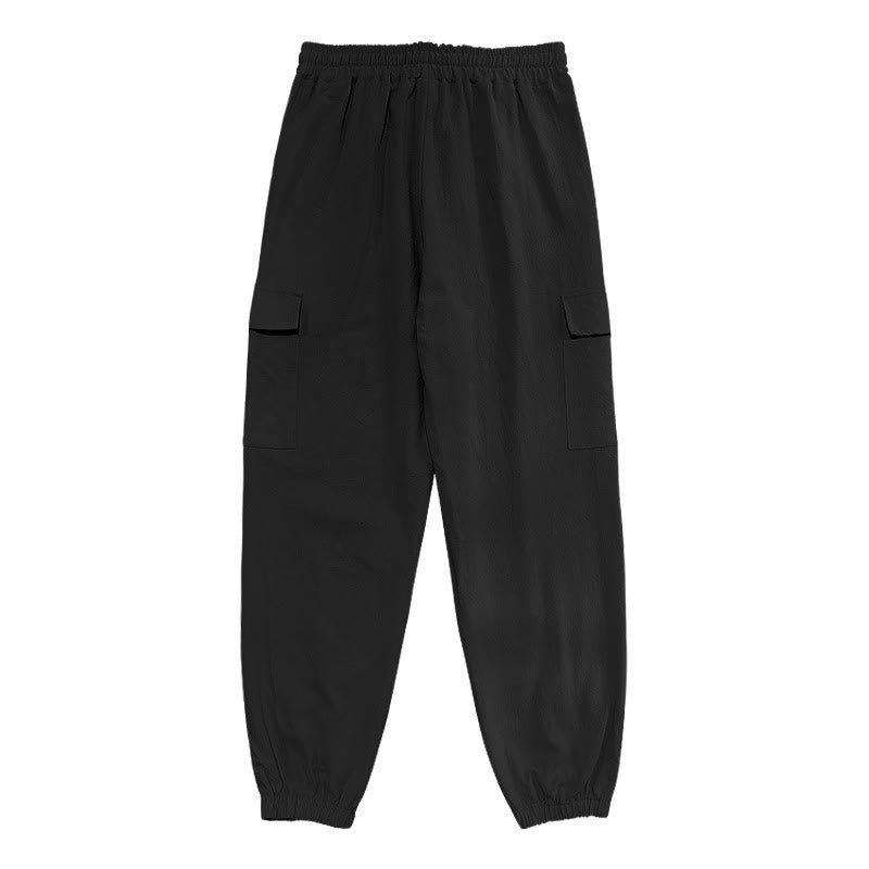 Pantalon cargo en lin uni avec cordon de serrage et poches pour homme Motif Buddha Stones - image 5