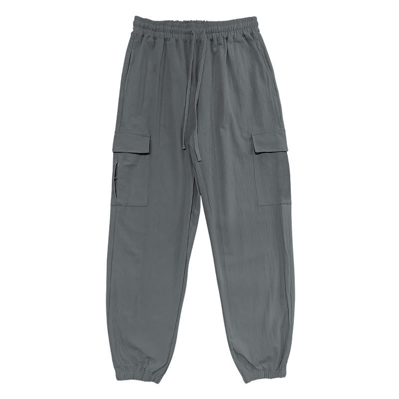 Pantalon cargo en lin uni avec cordon de serrage et poches pour homme Motif Buddha Stones - Gris - US/UK/AU46，EU56 (3XL) - image 15