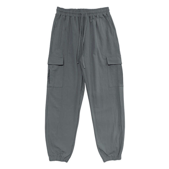 Pantalon cargo en lin uni avec cordon de serrage et poches pour homme Motif Buddha Stones - Gris - US/UK/AU46，EU56 (3XL) - image 15