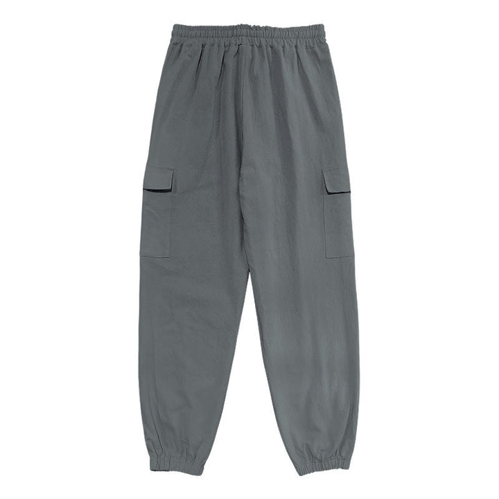 Pantalon cargo en lin uni avec cordon de serrage et poches pour homme Motif Buddha Stones - image 16