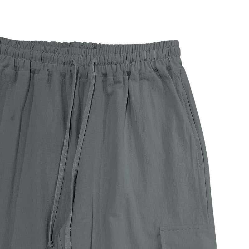 Pantalon cargo en lin uni avec cordon de serrage et poches pour homme Motif Buddha Stones - image 17