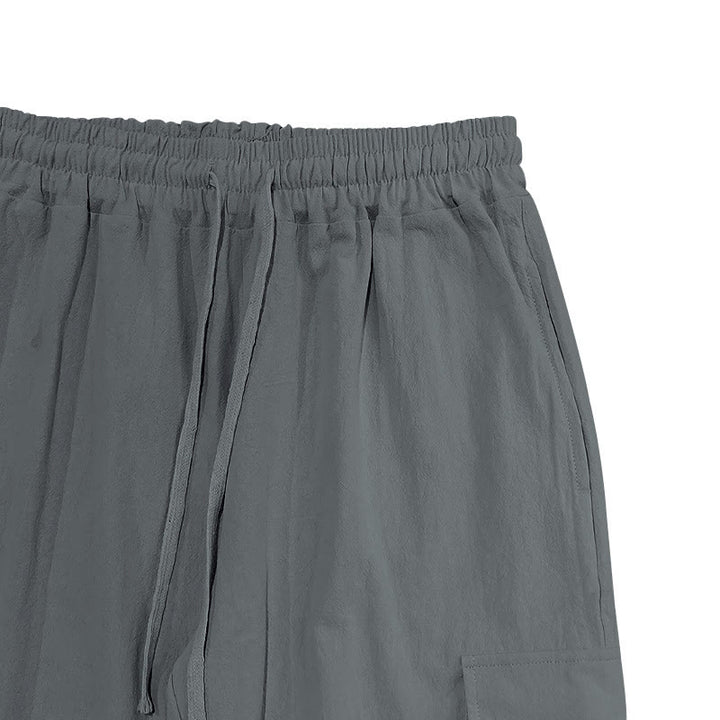 Pantalon cargo en lin uni avec cordon de serrage et poches pour homme Motif Buddha Stones - image 17