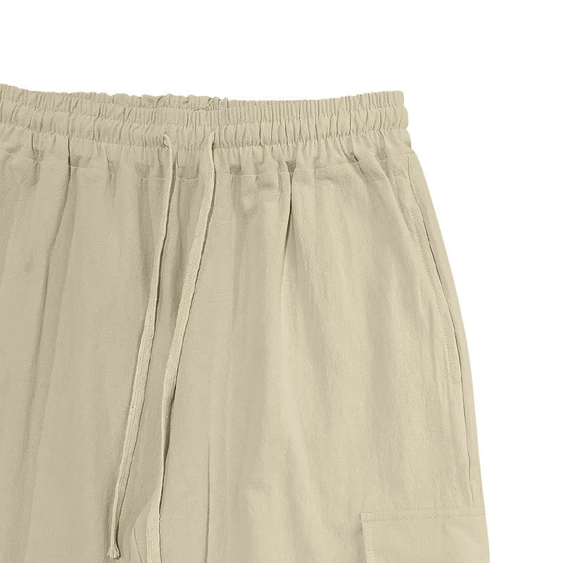 Pantalon cargo en lin uni avec cordon de serrage et poches pour homme Motif Buddha Stones - image 24