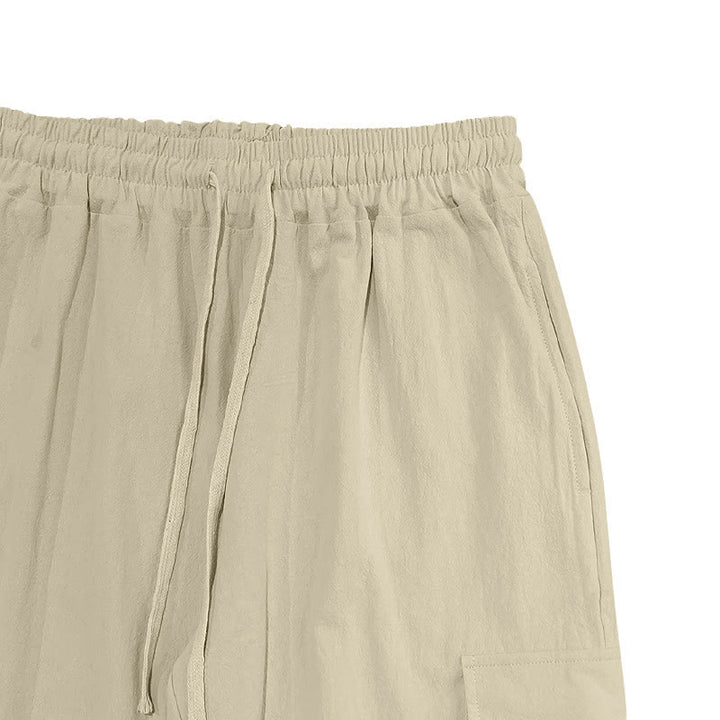Pantalon cargo en lin uni avec cordon de serrage et poches pour homme Motif Buddha Stones - image 24
