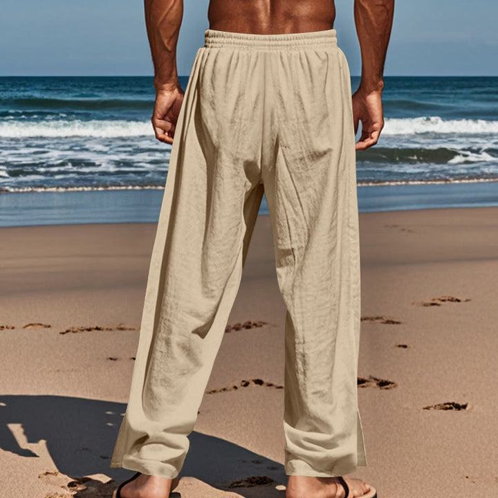 Pantalon en coton uni avec poches et boutons latéraux pour homme Motif Buddha Stones - image 4