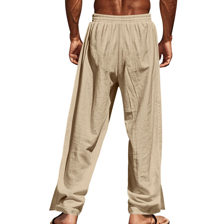 Pantalon en coton uni avec poches et boutons latéraux pour homme Motif Buddha Stones - image 11