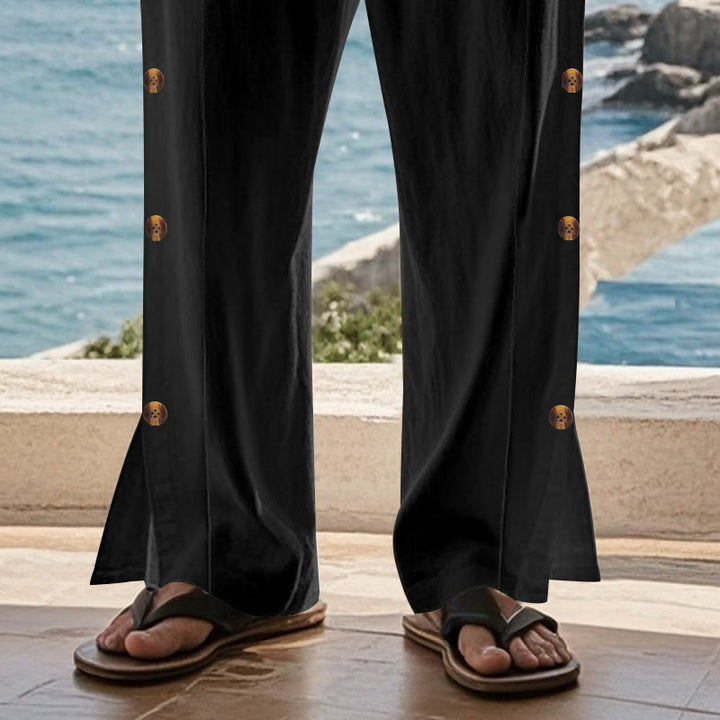Pantalon en coton uni avec poches et boutons latéraux pour homme Motif Buddha Stones - image 16