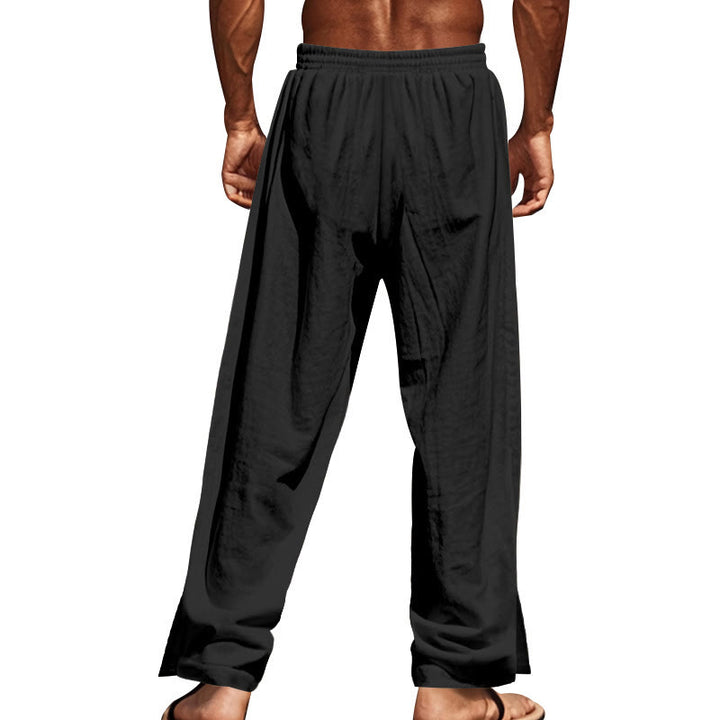 Pantalon en coton uni avec poches et boutons latéraux pour homme Motif Buddha Stones - image 18