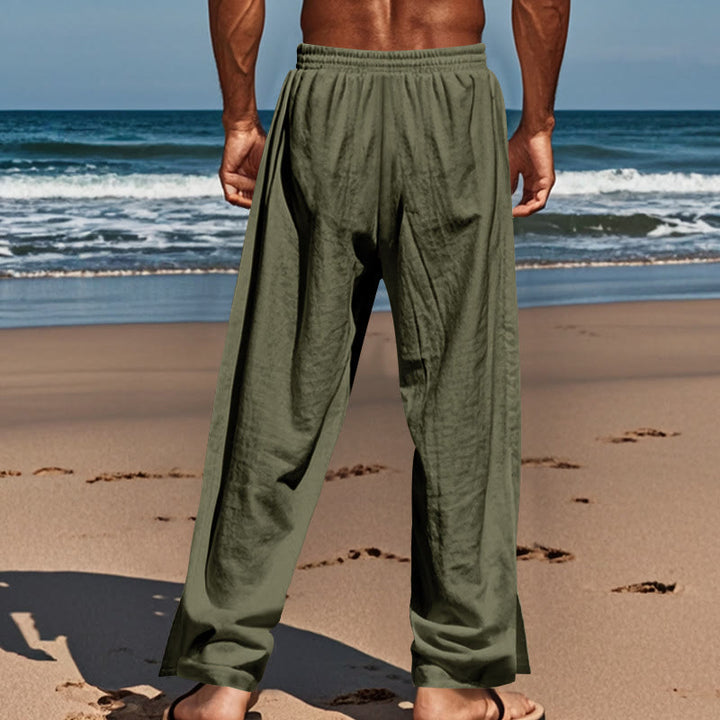 Pantalon en coton uni avec poches et boutons latéraux pour homme Motif Buddha Stones - image 25