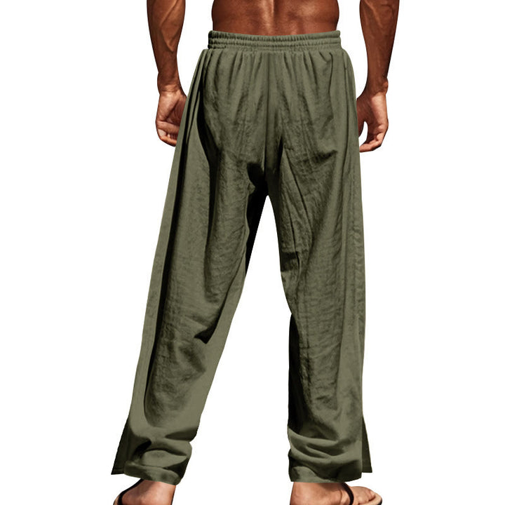 Pantalon en coton uni avec poches et boutons latéraux pour homme Motif Buddha Stones - image 34