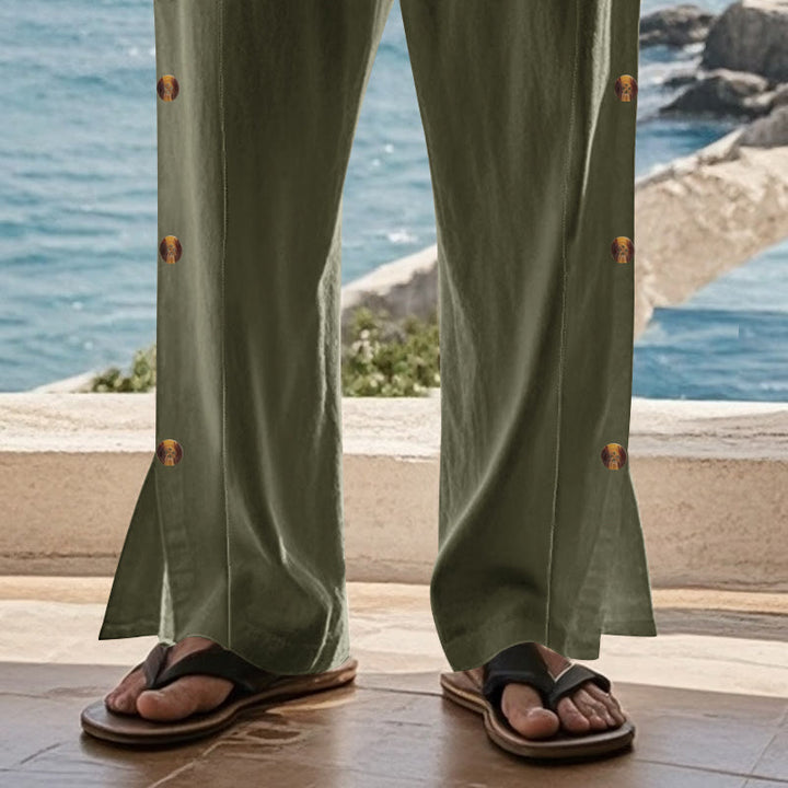 Pantalon en coton uni avec poches et boutons latéraux pour homme Motif Buddha Stones - image 31