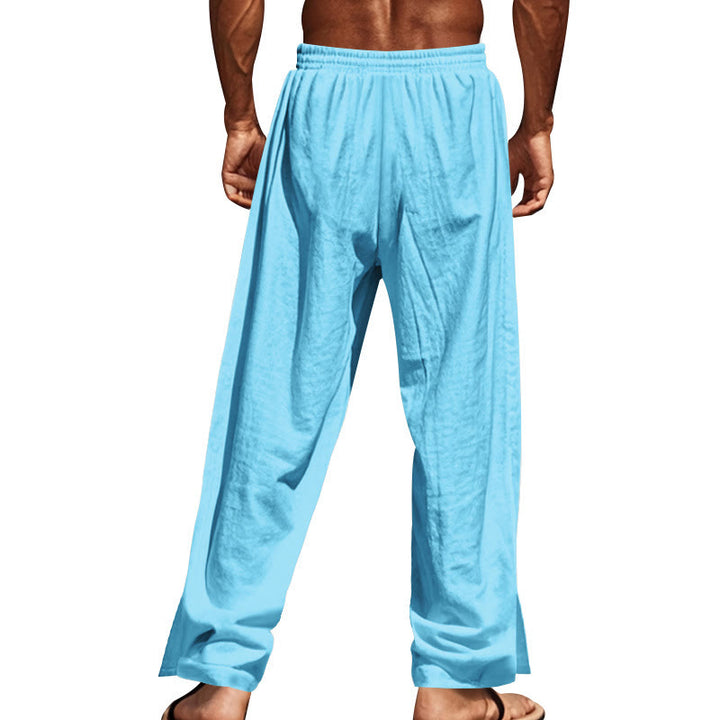Pantalon en coton uni avec poches et boutons latéraux pour homme Motif Buddha Stones - image 54