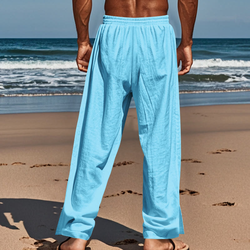Pantalon en coton uni avec poches et boutons latéraux pour homme Motif Buddha Stones - image 51