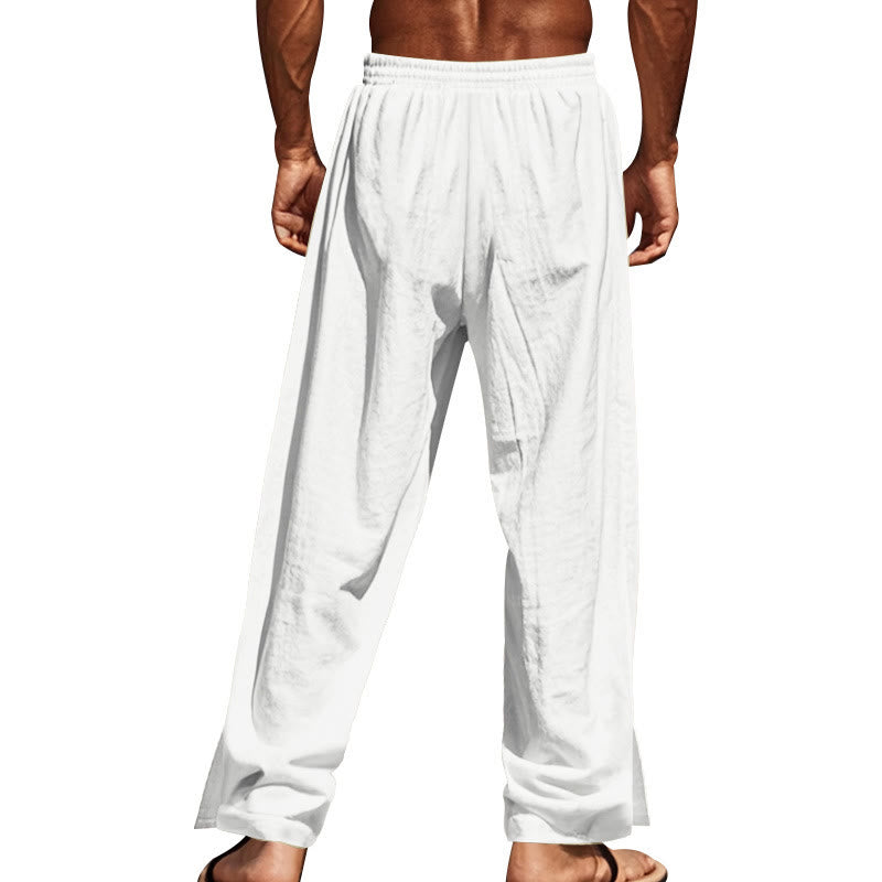 Pantalon en coton uni avec poches et boutons latéraux pour homme Motif Buddha Stones - image 68