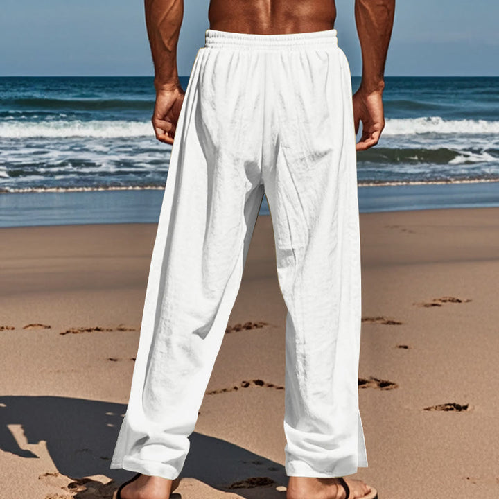 Pantalon en coton uni avec poches et boutons latéraux pour homme Motif Buddha Stones - image 65