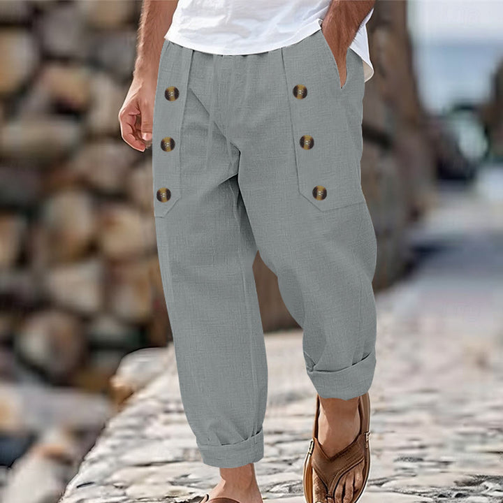 Pantalon décontracté en coton uni avec poches et boutons pour homme Motif Buddha Stones - Gris foncé - US/UK/AU46，EU56 (3XL) - image 25