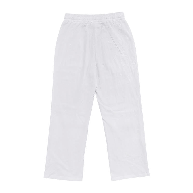 Pantalon décontracté en coton uni avec poches et boutons pour homme Motif Buddha Stones - image 3